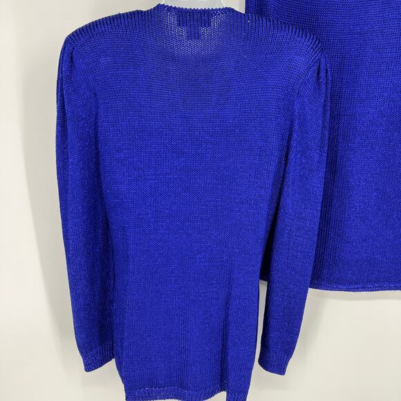 Vintage Elizabeth New York Blue Purple Embellished 3 Piece Wool Knit Set Size M - Picture 5 of 13
